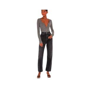 Free People‎ Intimates Woman's Long Sleeve Dylan Thermal Bodysuit Grey SZ M